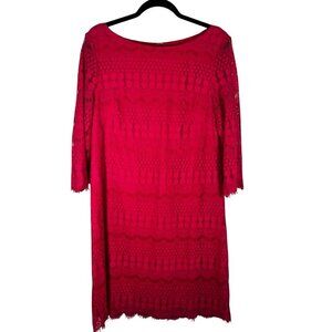 Floral Lace Mini Dress Pink 16 Fringe Romantic Preppy Resort Colorful Chic Boho